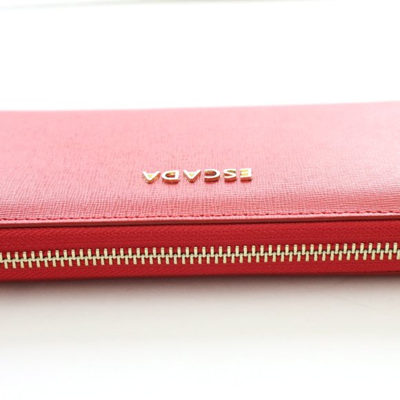 Escada Leather Zip Clutch Logo Wallet in Cherry Red - Picture 5 of 13
